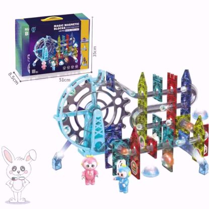 صورة مكعبات بناء مغناطيسية كهربائية خفيفة وموسيقى للاطفال (80 قطعة)
