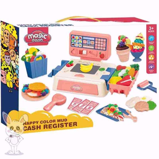 صورة مجموعة ماكينة تسجيل النقود بالطين الملون من العجين السحري