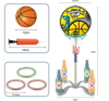 صورة  لعبة رمي الحلقات الرياضية 2 في 1 للأماكن المغلقة والمكشوفة لعبة كرة السلة الصغيرة مجموعة لعبة للأطفال