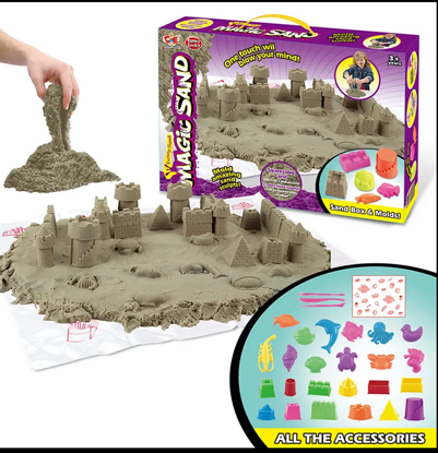 صورة  طقم لعبة رمال اللعب الحسية التعليمية الشهيرة رمال الفضاء الرمادية للأطفال 