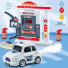صورة 1مجموعة للاطفال ضوء صوتي عالمي للسيارة رذاذ بلاستيكي سيارة لعبة محاكاة محطة الغاز الكهربائية