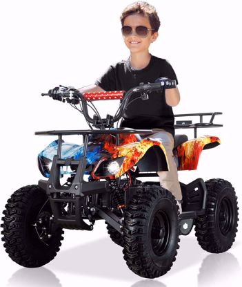 صورة *مجموعة 36 فولت كهربائي ATV Dirt Quad Electric ATV بأربعة عجلات مع محرك قوي بدون فرش بقدرة 500 وات، مركبة كهربائية للطرق الوعرة للأطفال، ATV للركوب على ATV للأولاد الكبار والبنات من سن 6 سنوات فما فوق، Icefire