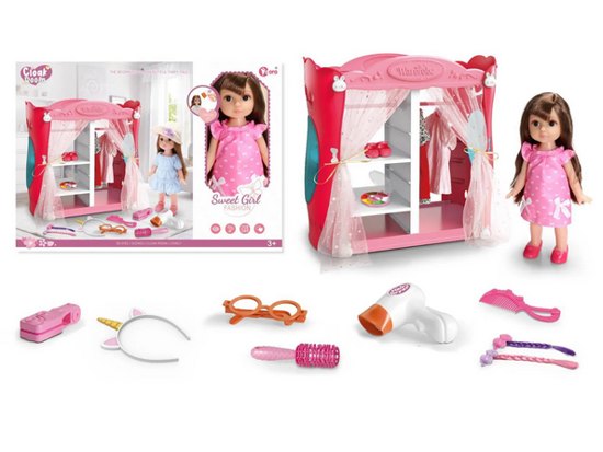 صورة *مجموعة لعبة التظاهر باللعب خزانة مع ملابس ألعاب الجمال للفتيات