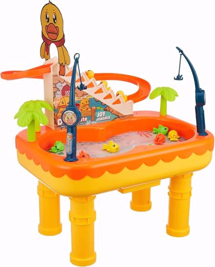 صورة $لعبة صيد مغناطيسية للاطفال 2 في 1، طاولة صيد بطة للاطفال، لعبة صيد البط، بلاستيك