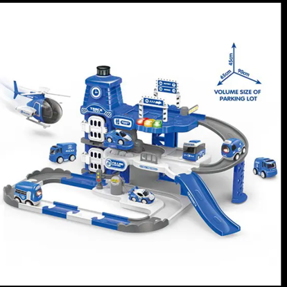 صورة : الأكثر مبيعاً سلسلة شرطة للأطفال لعبة كرتون Diy تجميع الكثير من ألعاب وقوف السيارات ببدلة مركبة مجانية