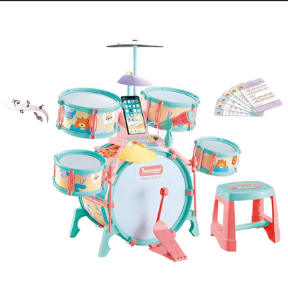 صورة ْْXX التعليمية الكهربائية آلة موسيقية لعبة طبل الاطفال متعددة الوظائف مجموعة طبول موسيقى الجاز مع ميكروفون و اتصال الهاتف المحمول