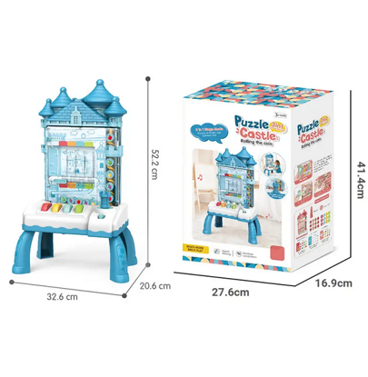 صورة XX لعبة تعليمية دوارة كهربائية للأطفال 3 في 1 ، آلة لعبة تعليمية مع 12 في 1 بطاقات أسئلة مزدوجة الجانب