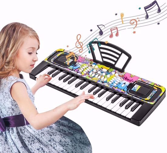 Picture of ///Chison Kids Piano Keyboard, 37 Keys Electronic Piano Keyboard for Children, Portable Multifunctional Musical Instrument, Birthday Christmas Gifts, Toys...