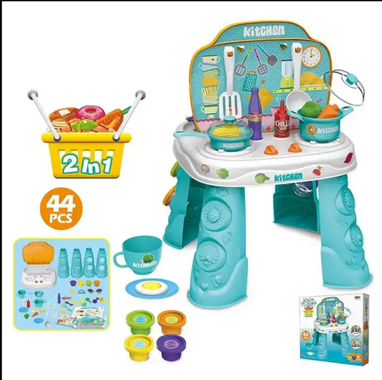صورة //* 2 في 1 المطبخ لعب للعب البلاستيك الاطفال مجموعة أدوات مجموعات الالعاب المطبخ الطبخ اللعب مجموعة ألعاب طعام للأطفال والأطفال
