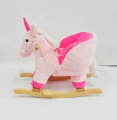 Picture of ++- Soft Plush Stuffed Animal Toy for Kids, Plush Wood Ride on Animal Toy