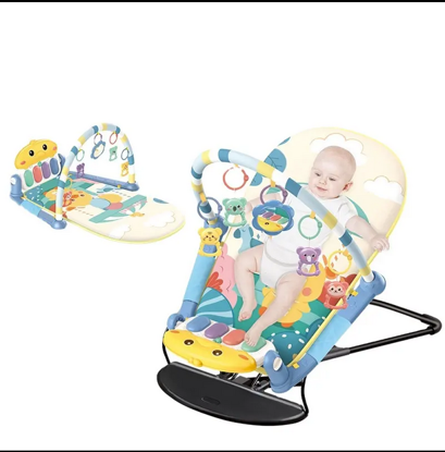 صورة 7/كرسي هزاز متعدد الوظائف 2 في 1 لعبة أطفال مساعدة بسجادة بيانو ولعب الأطفال