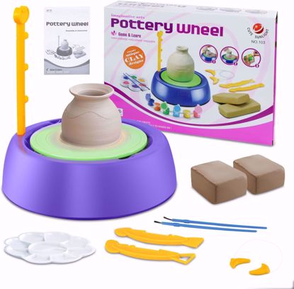 صورة 19/ طقم عجلات الفخار ، استوديو الفخار ، طقم الحرف اليدوية ، آلة السيراميك مع الطين ، استوديو الفنان ، لعبة تعليمية للمبتدئين/هدايا عيد الميلاد لعيد الميلاد لـ 7 8 9 10 11 12 سنة الأولاد الفتيات - الأرجواني
