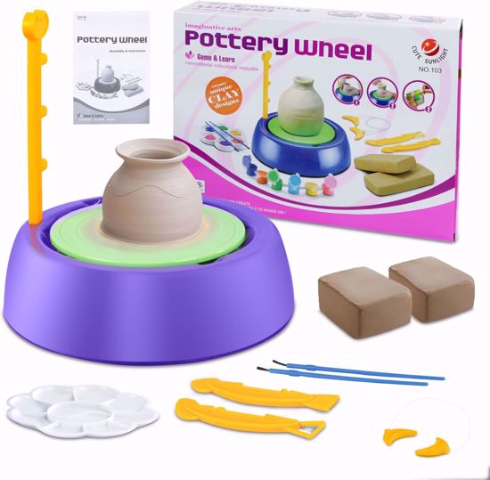 صورة 19/ طقم عجلات الفخار ، استوديو الفخار ، طقم الحرف اليدوية ، آلة السيراميك مع الطين ، استوديو الفنان ، لعبة تعليمية للمبتدئين/هدايا عيد الميلاد لعيد الميلاد لـ 7 8 9 10 11 12 سنة الأولاد الفتيات - الأرجواني