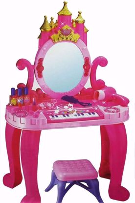صورة 38/لعبة 2 في 1 للاطفال بيانو وتسريحة بنمط قلعة وطاولة تزيين وكرسي توكادور مع 13 مفتاح صوتي وضوء