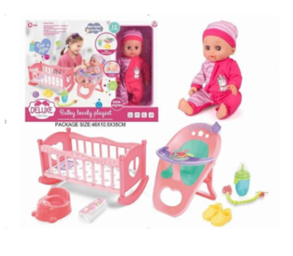 Picture of 64/ The baby doll set will help your little girl learn how to care for and look after her little doll, give her a sense of motherhood, and help her show her tender side.