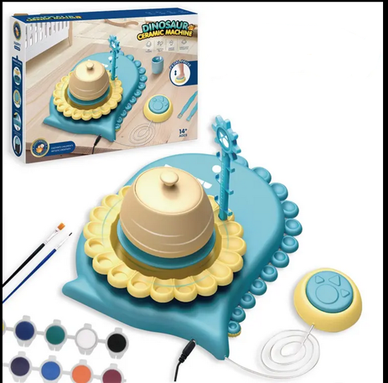صورة 71/ طاولة كهربائية أعلى الطين الحرفية الطلاء مجموعة الاطفال ديناصور السيراميك آلة نموذج تلوين اللعب التعليمية الفخار عجلة آلة