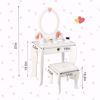 صورة 85/طقم أدوات تجميل للأطفال من WoodenEdu مع مرآة ومقعد، طقم طاولة وكرسي لأدوات التجميل للأطفال الصغار والأطفال، لون أبيض