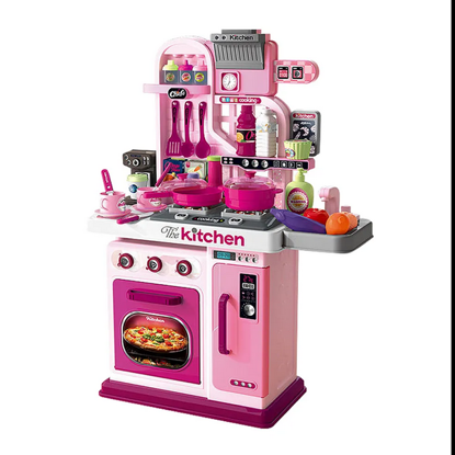 صورة 104/ لعبة Jinying متعددة الوظائف للأطفال لعبة التظاهر بالأدوار ، ألعاب الطبخ ، إضاءة الموسيقى ، طاولة المطبخ ، مجموعة لعبة