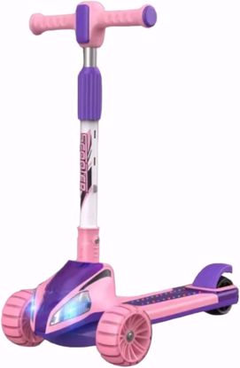 Picture of 202/Kick Scooter with Music and Light in the Shape of a Car, Pink, Multi-Colored, Number of Wheels: 3