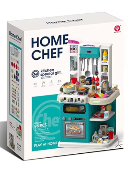 صورة 212/ خزائن مطبخ منزلية بإضاءة ورذاذ وموسيقى محاكاة ألعاب مطبخ بتصميم جديد ألعاب أطفال بنات 96 قطعة