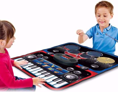 Picture of 230/IUU 2 in 1 Portable Musical Instrument Mat with Electronic Piano Drum Keys, Musical Play Mat with Volume Control, Foldable Touch Instrument Blanket, Exciting Educational Gifts...