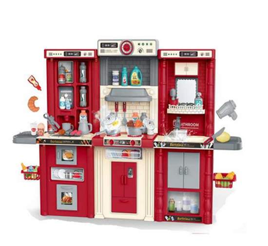 صورة 252/ مجموعة ألعاب مطبخ جديدة كبيرة للأطفال مع بخاخ لعبة للطبخ والجري والألعاب المائية للأطفال الصغار