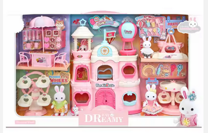 Picture of 254/ New DIY Rabbit Cartoon Double Layer Hot Air Balloon House Fun Pretend Play & Preschool Toys