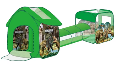 صورة 267/بسعر المصنع تصميم مخصص خيمة أطفال قابلة للطي منزل ديناصور للغابات + قناة + مربع صبي وفتاة عشرة