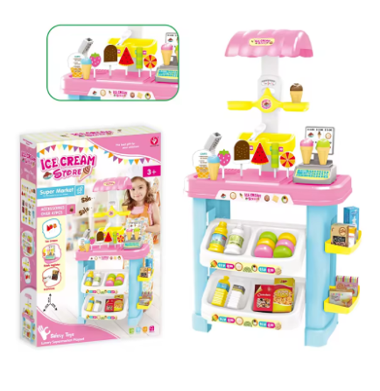 Picture of 281/Pretend Play Supermarket Set Light Plastic Ice Cream Shop Wholesale with Colorful Box for Packaging