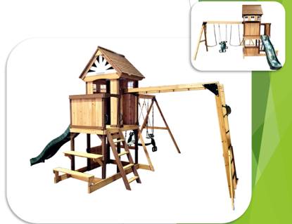Picture of Dolphin Playground Milan Wooden Gym Set FDolphin Playground Milan Wooden Gym Set For Kids Product Dimensions: ‎(L 5.5M x W 6.5M x H 3M)
