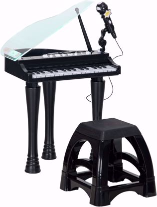 Picture of AIYAPLAY Children's Electronic Piano with 32 Keys Piano Set with Microphone Stool Lights 22 Songs 4 Sounds Detachable Legs and Adjustable Volume 37 x 30...