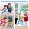 Picture of Easel for Kids, Dry Erase Board, Rotatable Double Sided Magnetic Drawing Board Adjustable Height Easel Stand Toddlers Art Easel with 79pcs Art Supplies, Blue