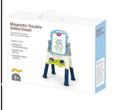 صورة 375/يوولين - لوحة رسم قابلة للتعديل للأطفال ذات وجهين مغناطيسية 2 في 1 متعددة الوظائف، دوران 360° مع مقبض وصينية تخزين (2905)