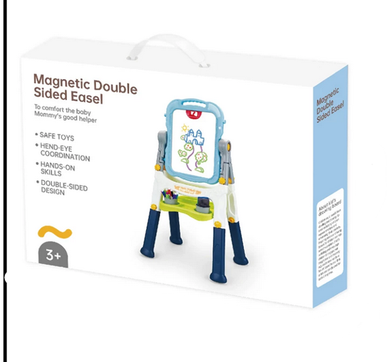 صورة 375/يوولين - لوحة رسم قابلة للتعديل للأطفال ذات وجهين مغناطيسية 2 في 1 متعددة الوظائف، دوران 360° مع مقبض وصينية تخزين (2905)