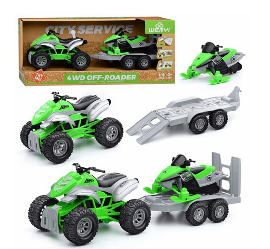 صورة 410/قوارب أطفال، مع مقطورة ومحرك نفاث، لون أخضر